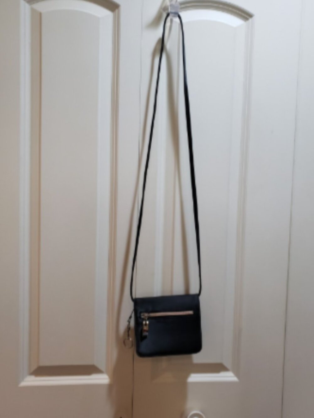 Womens Multi Compartment Crossbody Purse With Back Pocket Velcro Keychain